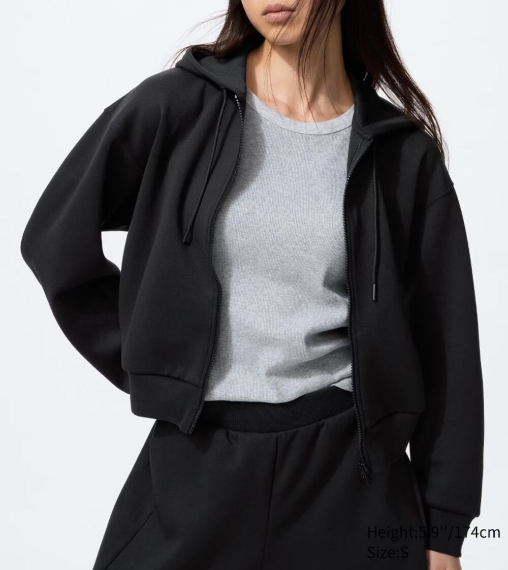 Uniqlo DRY Sweat Full-zip Hoodie in Black Women's S / M